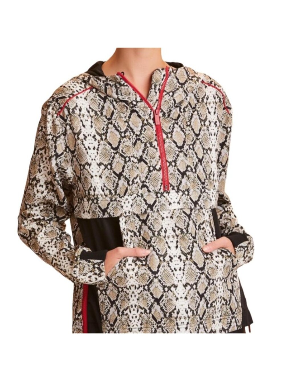 Alala Gray Tan White Snakeskin Print Zip-Up Anokrak Jacket NWT, Size M